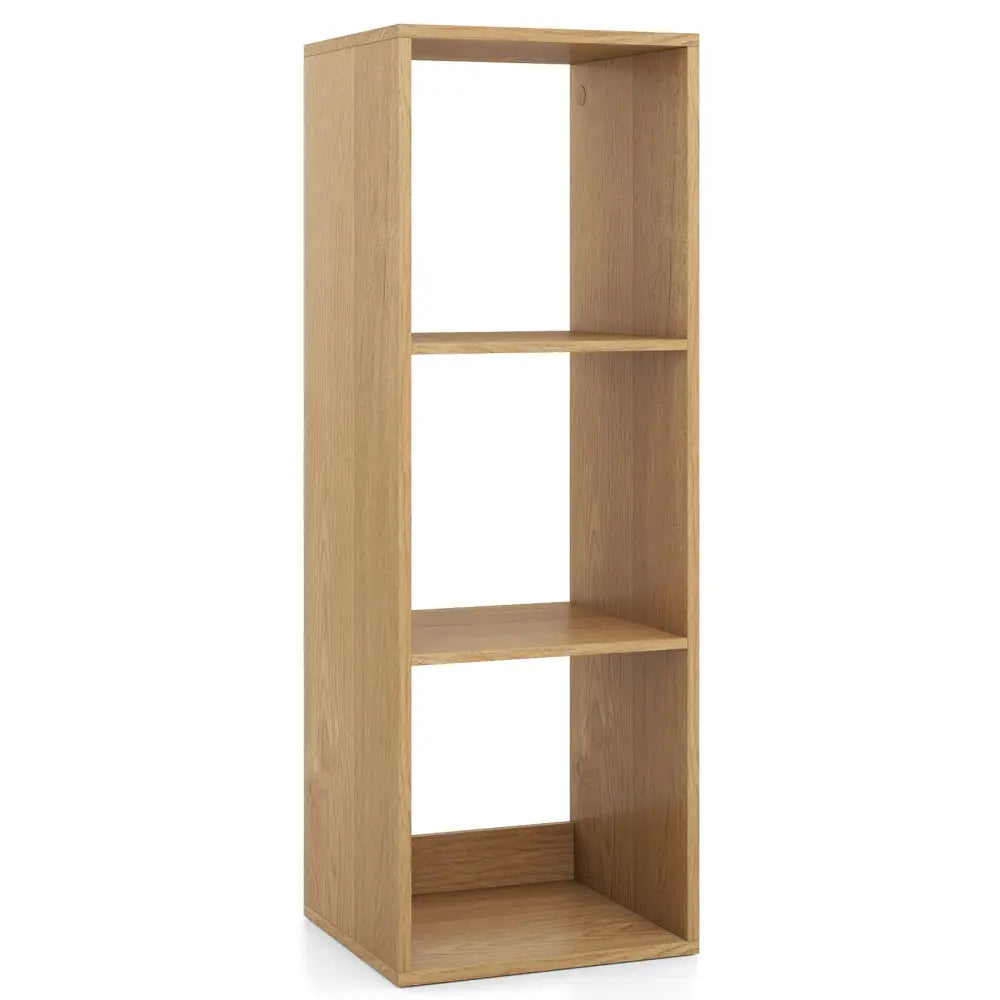 3 Cube Bookshelf with Back Guardrail for Living Room Bedroom-Natrual - Natural - Bookcases
