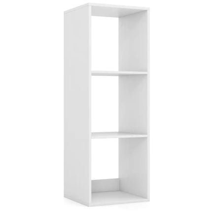 3 Cube Bookshelf with Back Guardrail for Living Room Bedroom-White Costway