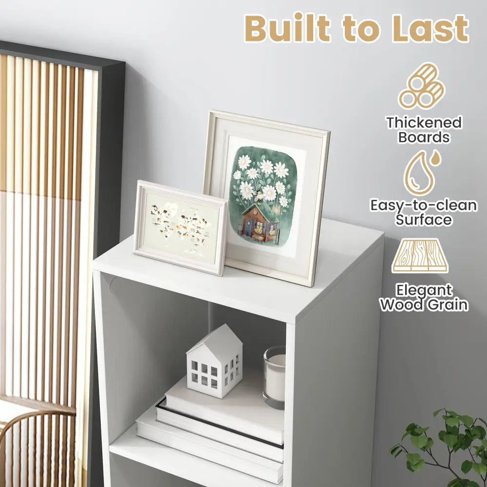 3 Cube Bookshelf with Back Guardrail for Living Room Bedroom-White - White - Bookcases