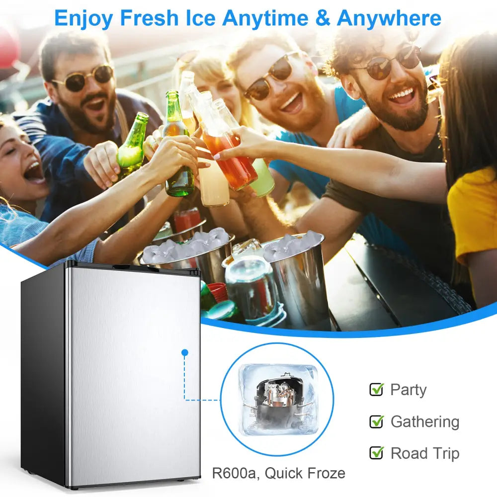 3 Cubic Feet Compact Upright Freezer with Stainless Steel Door - Black & White - Refrigerators