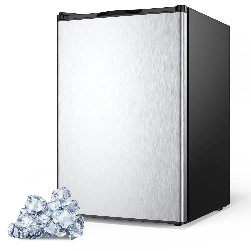 3 Cubic Feet Compact Upright Freezer with Stainless Steel Door - Black & White - Refrigerators