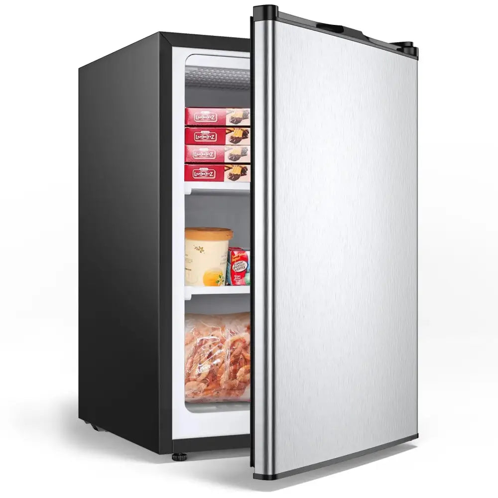 3 Cubic Feet Compact Upright Freezer with Stainless Steel Door Costway