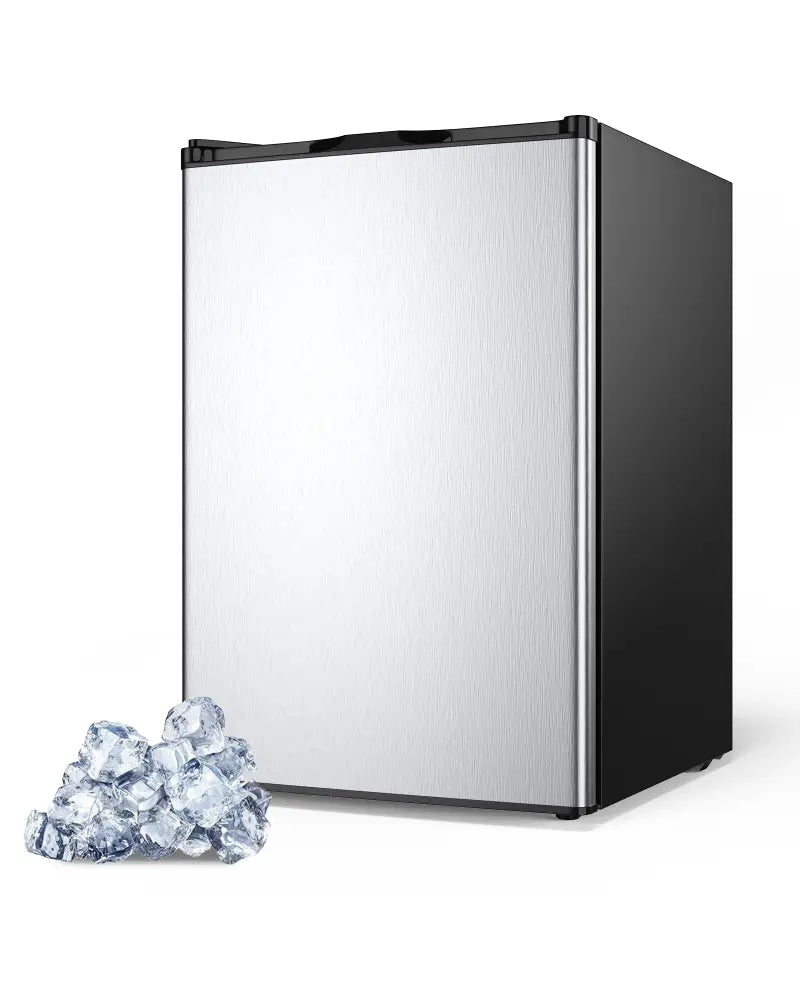 3 Cubic Feet Compact Upright Freezer with Stainless Steel Door - Black & White - Refrigerators