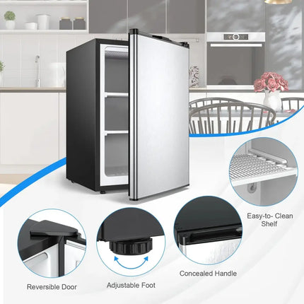 3 Cubic Feet Compact Upright Freezer with Stainless Steel Door Costway