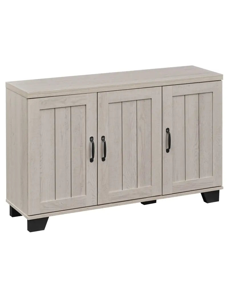 3-Door Buffet Sideboard with Adjustable Shelves and Anti-Tipping Kits-White Wash - White - Sideboards Cabinets & Buffets