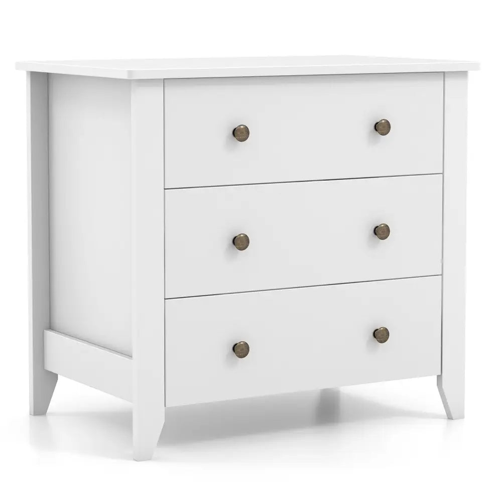 3 Drawer Dresser Chest of Drawers Bedside Table-White - White - Dressers & Chests