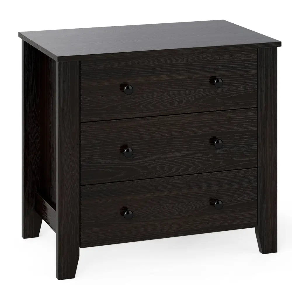 3-Drawer Dresser Wide Chest of Drawers Modern Large Nightstand Closet Storage Organizer-Dark Brown - Dark Brown