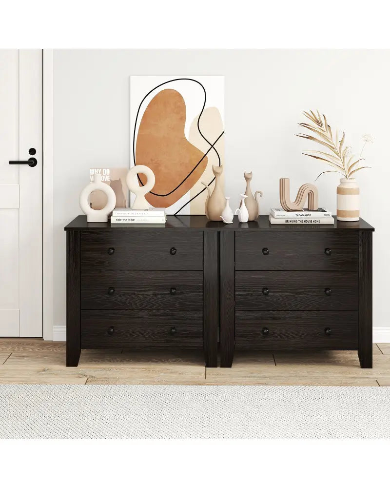 3-Drawer Dresser Wide Chest of Drawers Modern Large Nightstand Closet Storage Organizer-Dark Brown - Dark Brown