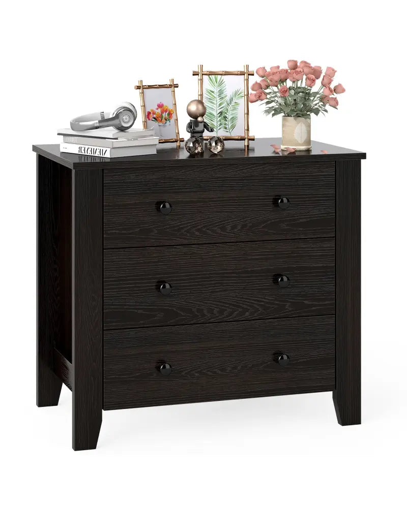 3-Drawer Dresser Wide Chest of Drawers Modern Large Nightstand Closet Storage Organizer-Dark Brown - Dark Brown