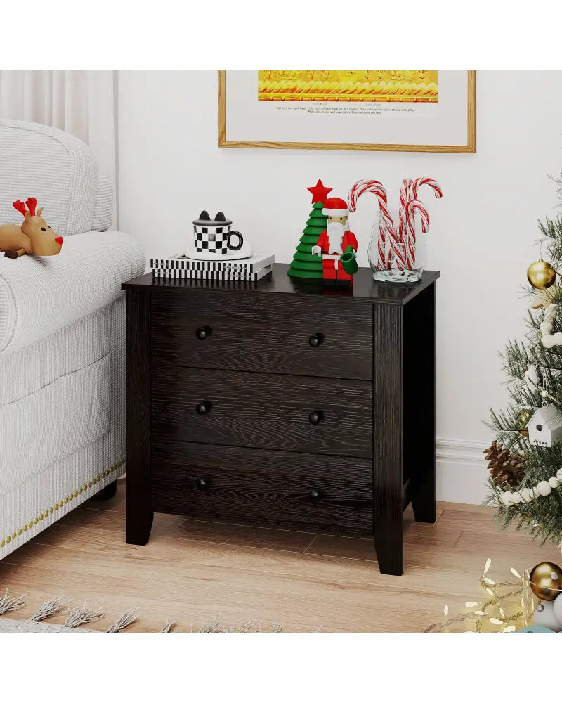 3-Drawer Dresser Wide Chest of Drawers Modern Large Nightstand Closet Storage Organizer-Dark Brown - Dark Brown