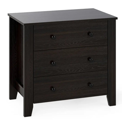 3-Drawer Dresser Wide Chest of Drawers Modern Large Nightstand Closet Storage Organizer-Dark Brown Costway