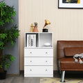 3 Drawer Dresser with Cubbies Storage Chest for Bedroom Living Room-White - White - Dressers & Chests