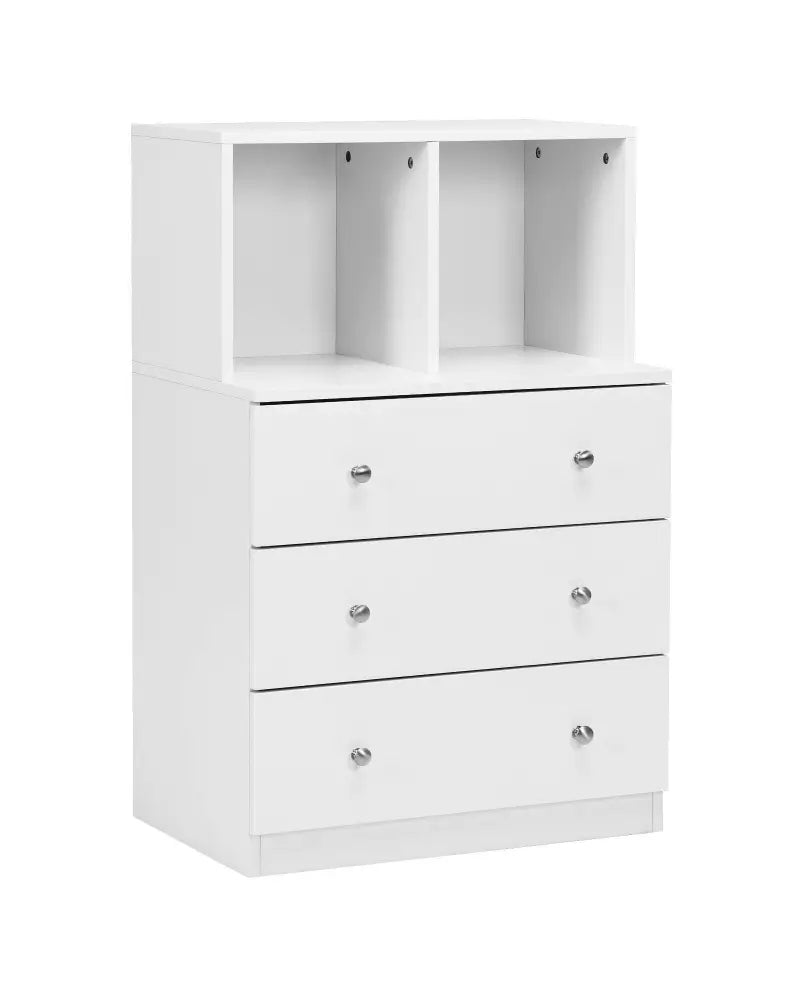 3 Drawer Dresser with Cubbies Storage Chest for Bedroom Living Room-White - White - Dressers & Chests