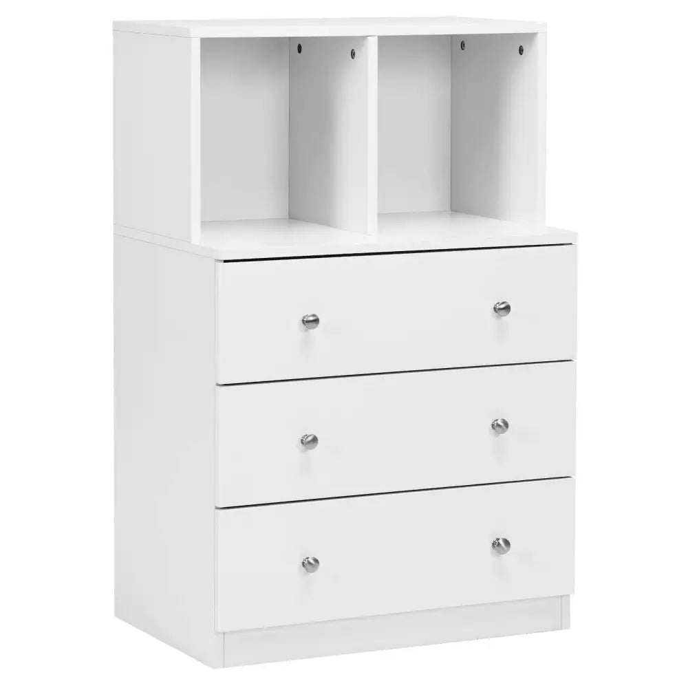 3 Drawer Dresser with Cubbies Storage Chest for Bedroom Living Room-White - White - Dressers & Chests