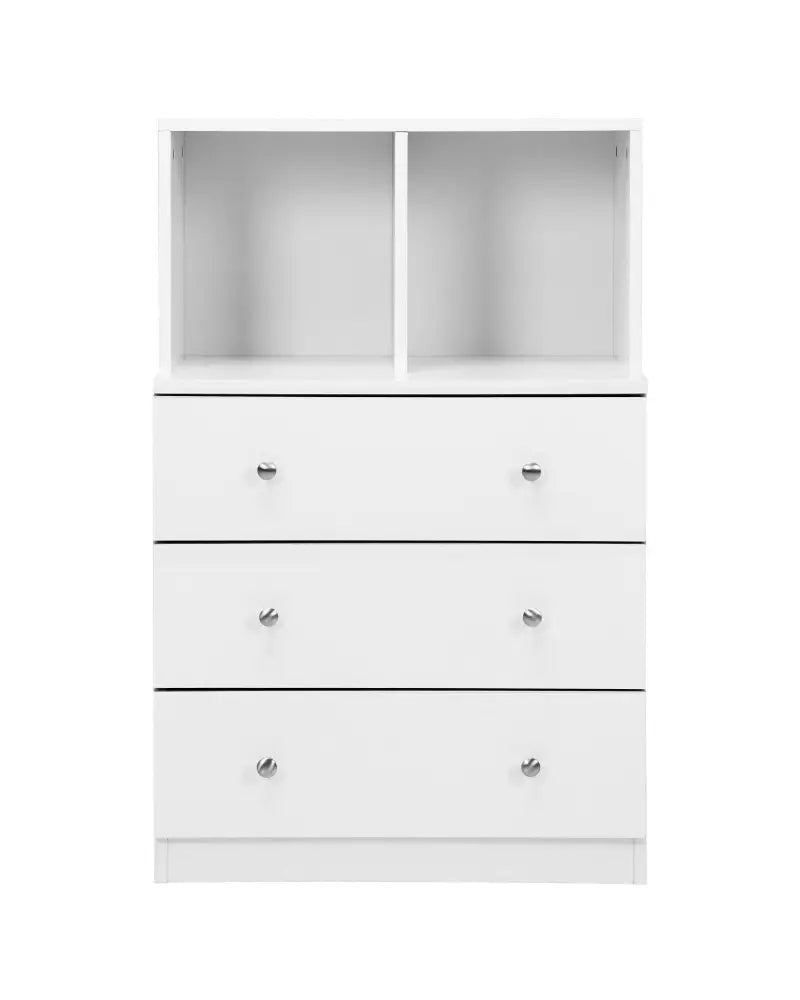 3 Drawer Dresser with Cubbies Storage Chest for Bedroom Living Room-White - White - Dressers & Chests