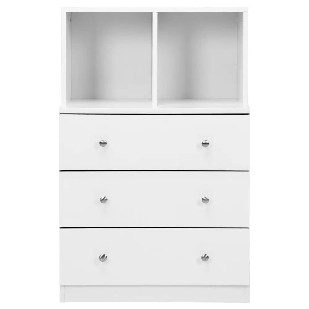 3 Drawer Dresser with Cubbies Storage Chest for Bedroom Living Room-White - White - Dressers & Chests