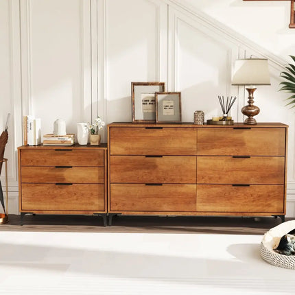 3 Drawer Dresser with Interlock System for Bedroom Living Room-Cherry Costway