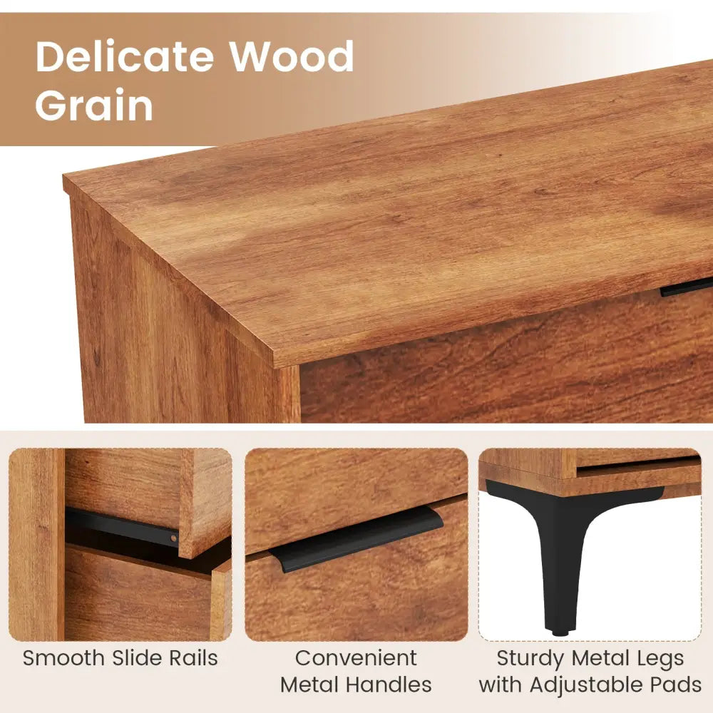3 Drawer Dresser with Interlock System for Bedroom Living Room-Cherry - Cherry - Dressers & Chests