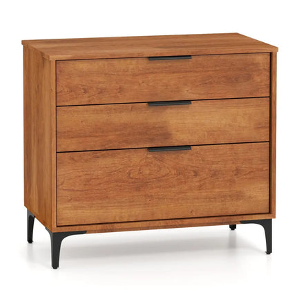 3 Drawer Dresser with Interlock System for Bedroom Living Room-Cherry Costway