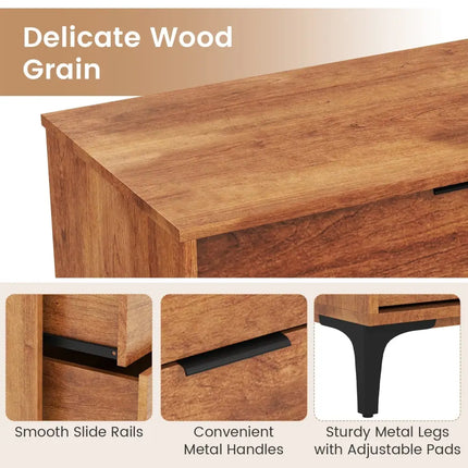 3 Drawer Dresser with Interlock System for Bedroom Living Room-Cherry Costway