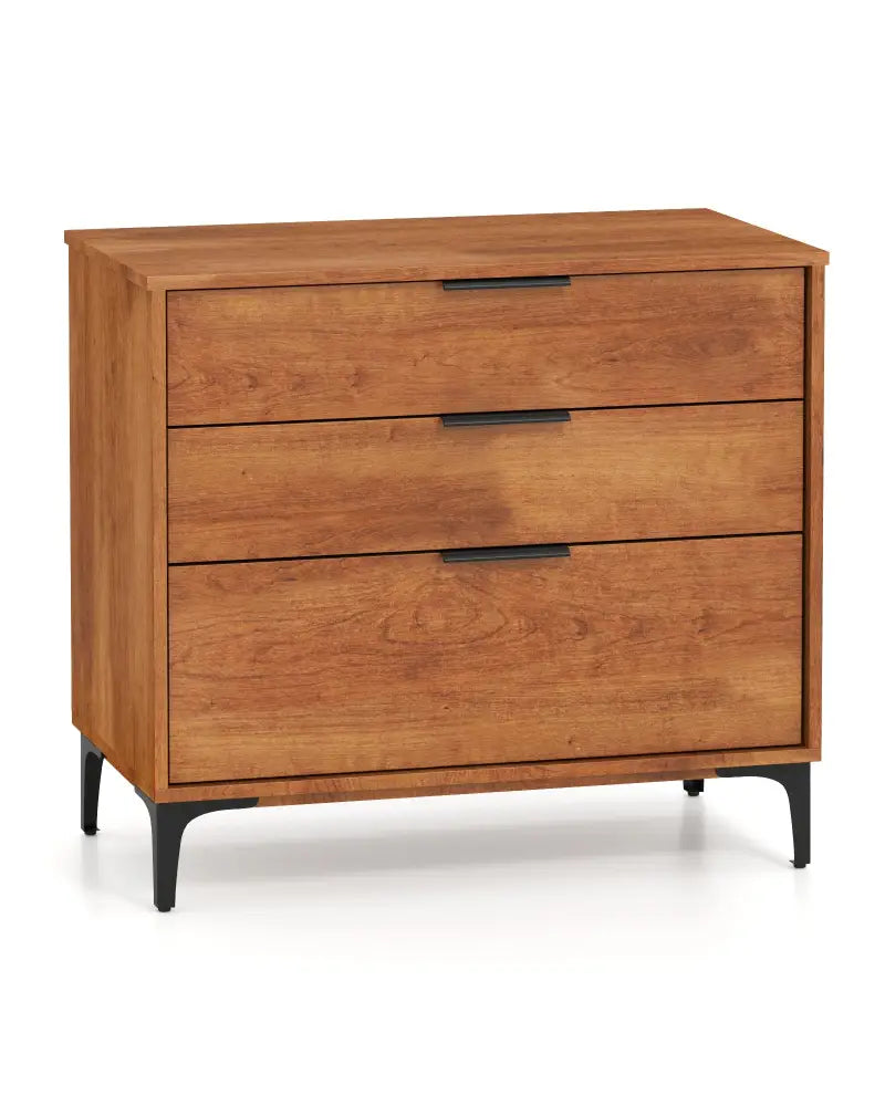 3 Drawer Dresser with Interlock System for Bedroom Living Room-Cherry - Cherry - Dressers & Chests