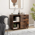 3-Drawer File Cabinet with Adjustable Shelf and Wheels for Letter-Rustic Brown - Rustic Brown - File Cabinets