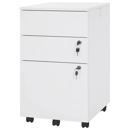 3 Drawer Filing Cabinet Locking Pedestal Desk -White Costway