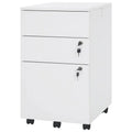 3 Drawer Filing Cabinet Locking Pedestal Desk -White - White - File Cabinets
