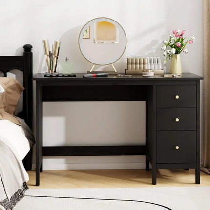 3-Drawer Home Office Study Computer Desk with Spacious Desktop-Black Costway