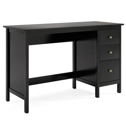 3-Drawer Home Office Study Computer Desk with Spacious Desktop-Black Costway