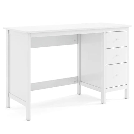 3-Drawer Home Office Study Computer Desk with Spacious Desktop-White Costway