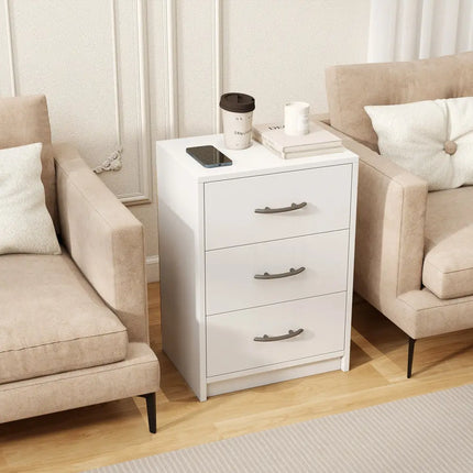 3 Drawer Nightstand with Storage for Living Room-White Costway