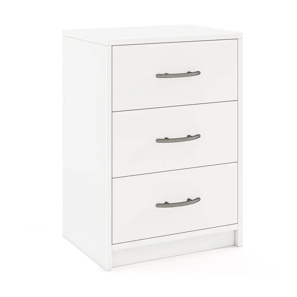 3 Drawer Nightstand with Storage for Living Room-White Costway