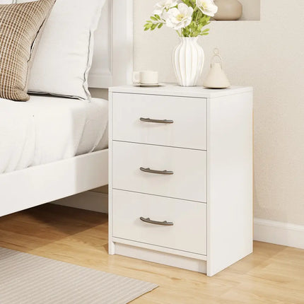3 Drawer Nightstand with Storage for Living Room-White Costway
