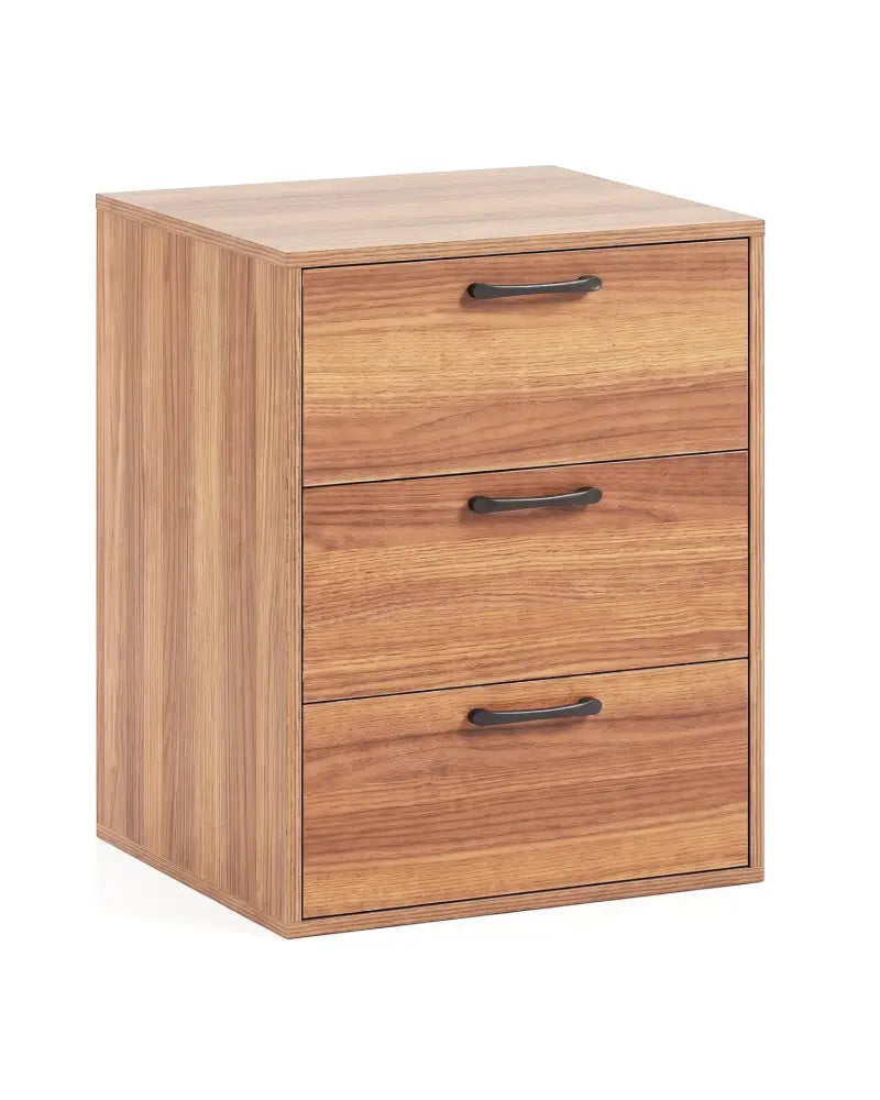 3 Drawer Nightstand with Wood Grain Finish and Storage for Living Room Bedroom Study-Walnut - Walnut - Nightstands