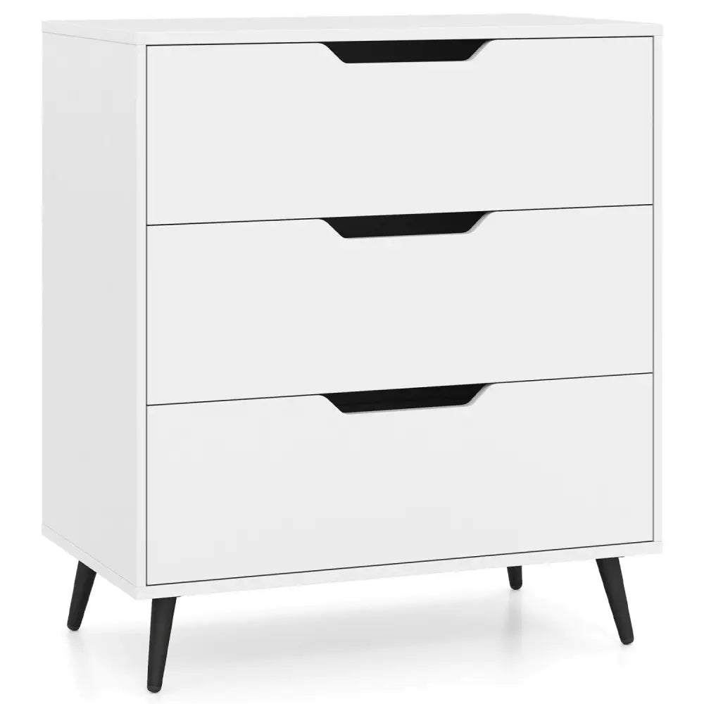 3-Drawer Rustic Farmhouse Wooden Storage Dresser-White - White - Dressers & Chests