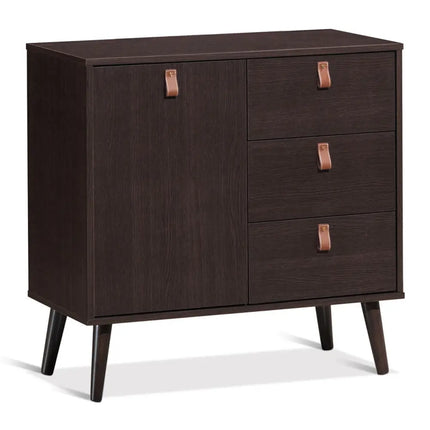 3-drawer Sideboard Storage Display Cabinet-Brown Costway