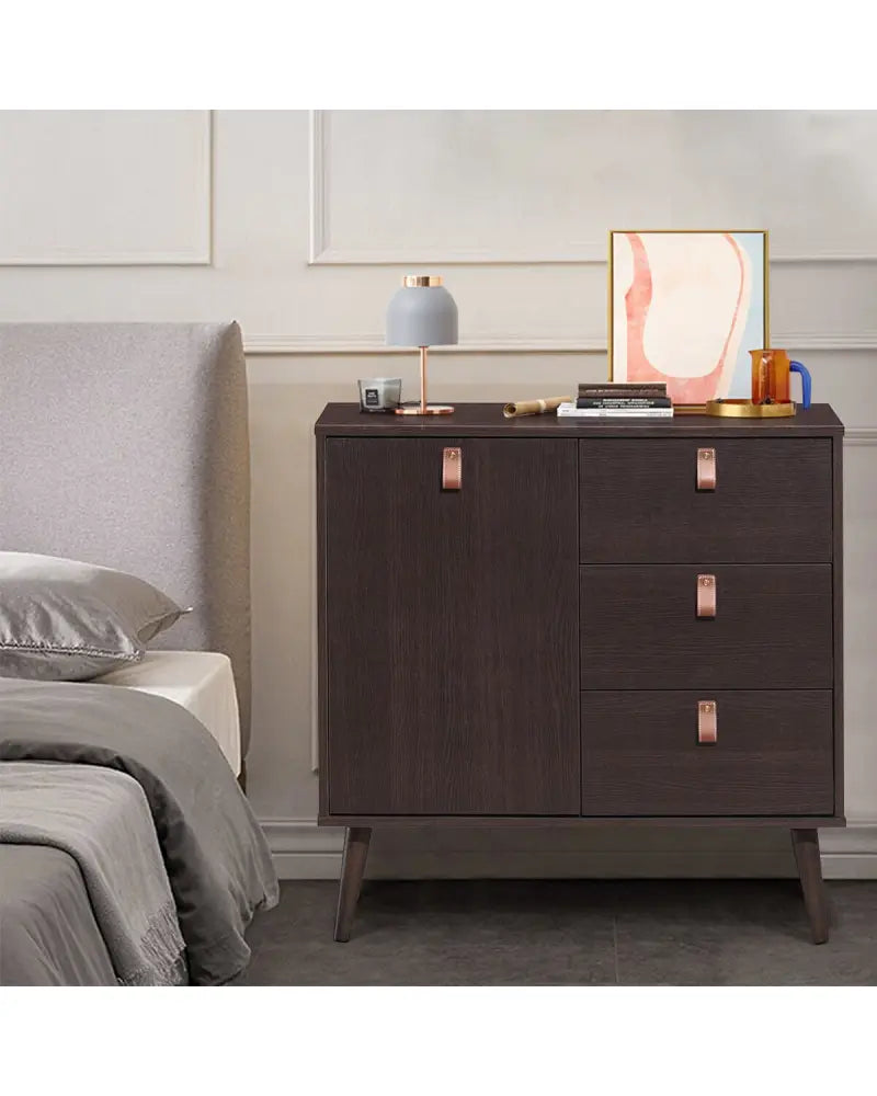 3-drawer Sideboard Storage Display Cabinet-Brown - Brown - Dressers & Chests