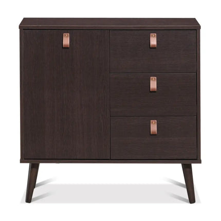 3-drawer Sideboard Storage Display Cabinet-Brown Costway