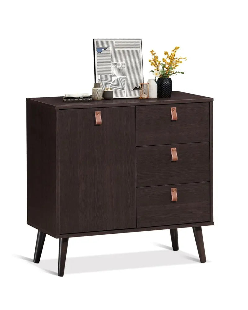 3-drawer Sideboard Storage Display Cabinet-Brown - Brown - Dressers & Chests