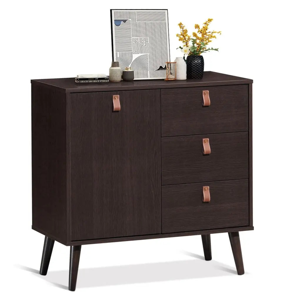 3-drawer Sideboard Storage Display Cabinet-Brown - Brown - Dressers & Chests