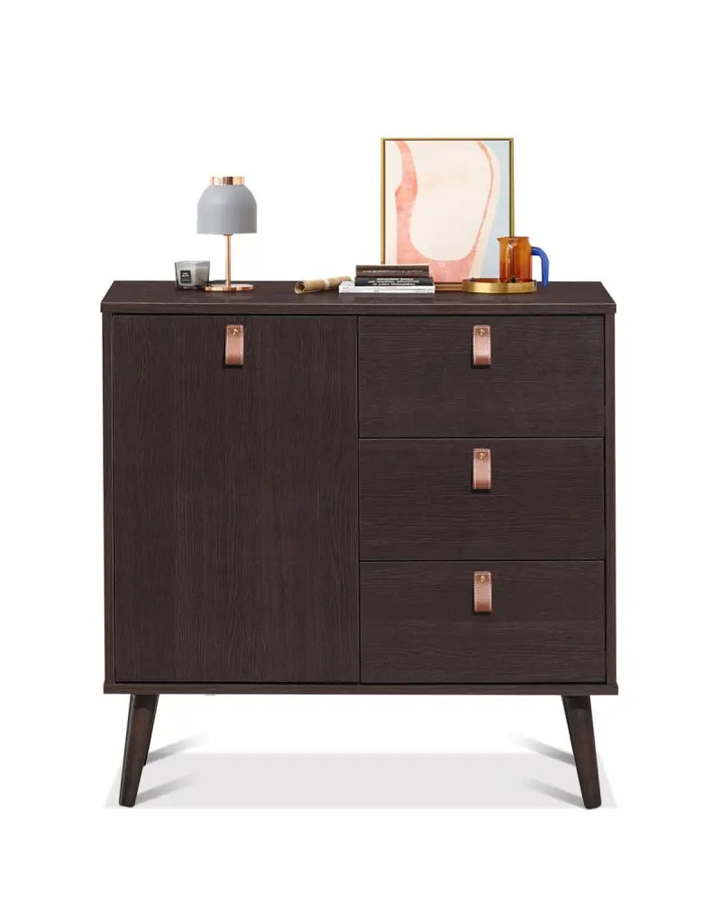 3-drawer Sideboard Storage Display Cabinet-Brown - Brown - Dressers & Chests