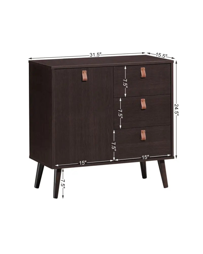 3-drawer Sideboard Storage Display Cabinet-Brown - Brown - Dressers & Chests