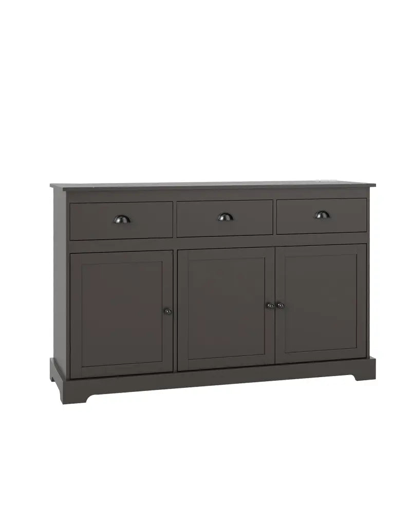 3 Drawers Sideboard Buffet Storage with Adjustable Shelves-Brown - Brown - Sideboards Cabinets & Buffets
