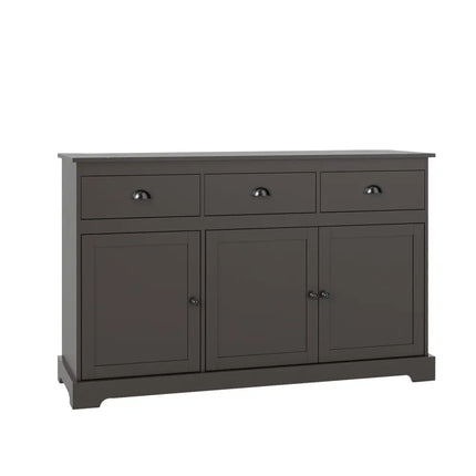 3 Drawers Sideboard Buffet Storage with Adjustable Shelves-Brown Costway