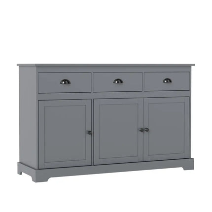 3 Drawers Sideboard Buffet Storage with Adjustable Shelves-Gray Costway