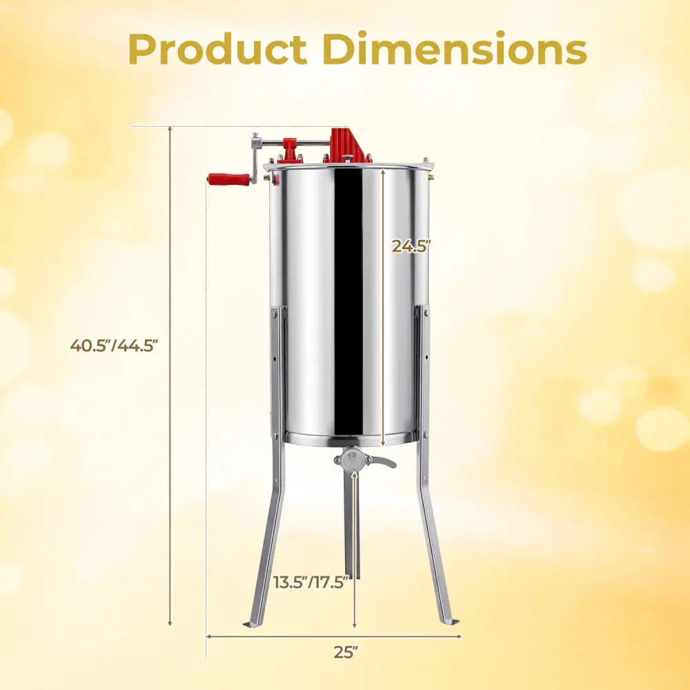 3 Frame Manual Honey Extractor with Bottom Gravity Flow Gate and Clear Lid for Home Apiary - Small Appliances