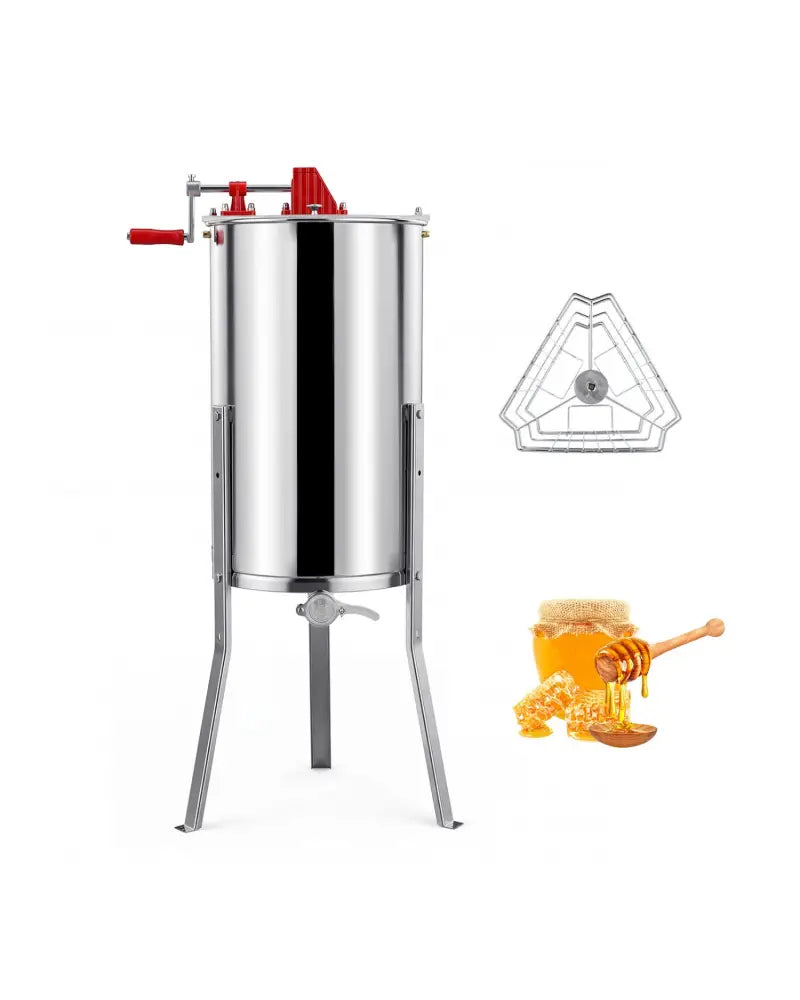 3 Frame Manual Honey Extractor with Bottom Gravity Flow Gate and Clear Lid for Home Apiary - Small Appliances