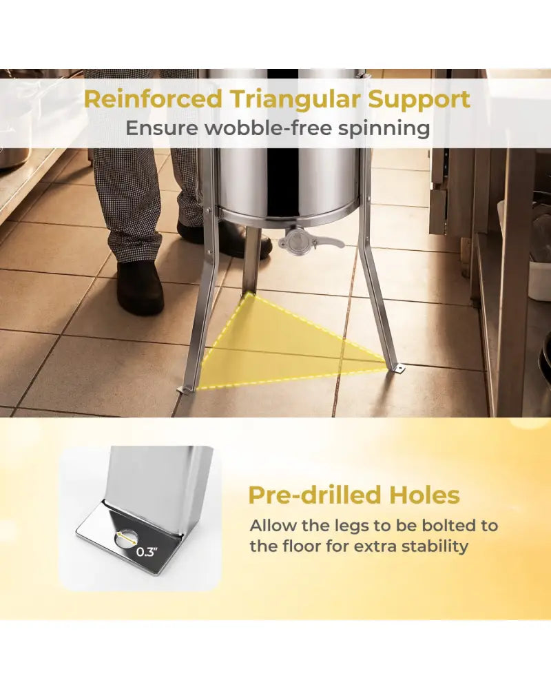 3 Frame Manual Honey Extractor with Bottom Gravity Flow Gate and Clear Lid for Home Apiary - Small Appliances