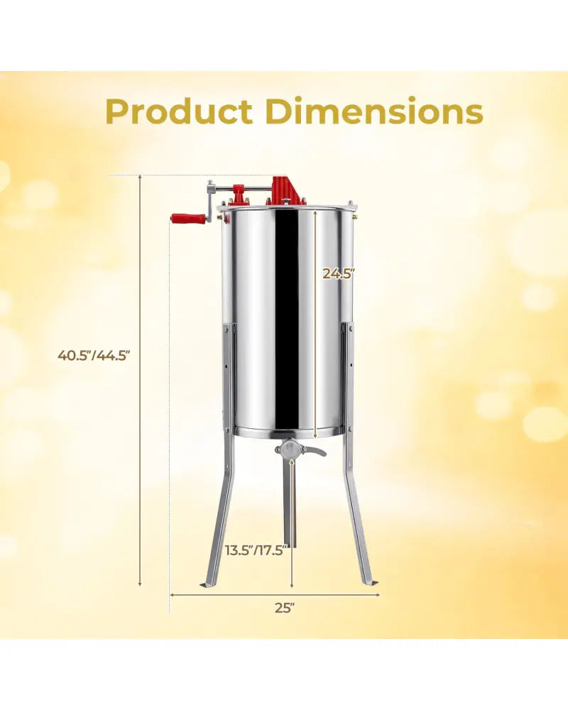 3 Frame Manual Honey Extractor with Bottom Gravity Flow Gate and Clear Lid for Home Apiary - Small Appliances